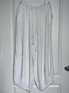 Anthropologie ivory Elastic-Waist Balloon Pants Doole size medium